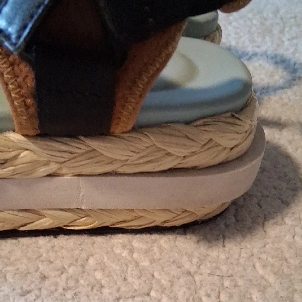 Kate Spade NY Acapulco Black and Cream Woven Sandals